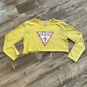 Guess Vintage citrus yellow long sleeve cropped T-shirt small